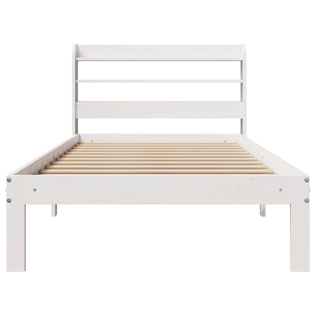 Bed Frame with Headboard without Mattress White 75x190 cm Small Single